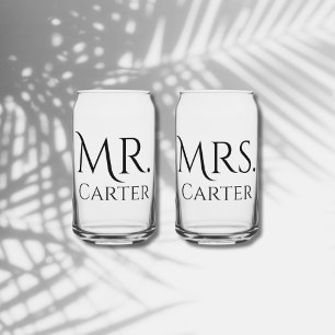 Mr & Mrs bij elkaar passende bruidspaar trouwbril Blikvorm Glas