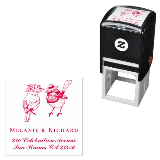 Mr & Mrs Birds Trouwnamen Script Retouradres Zelfinktende Stempel (In situ)