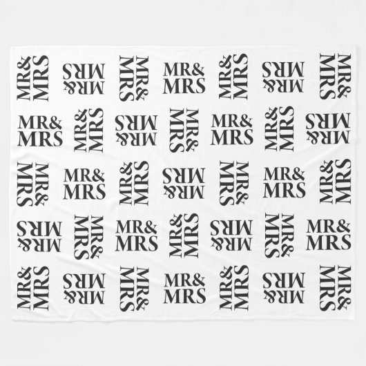 Mr. & Mrs Black and White Pattern Fleece Deken (Voorkant (Horizontaal))
