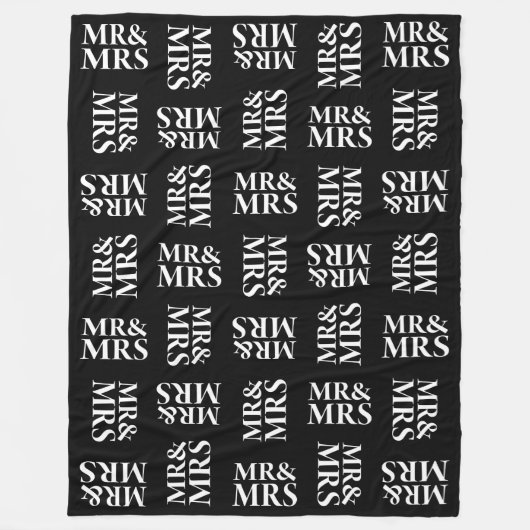 Mr. & Mrs Black and White Pattern Fleece Deken (Voorkant)