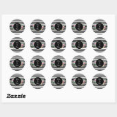 Mr. & Mrs Black and White Striped Flowers Ronde Sticker (Vel)
