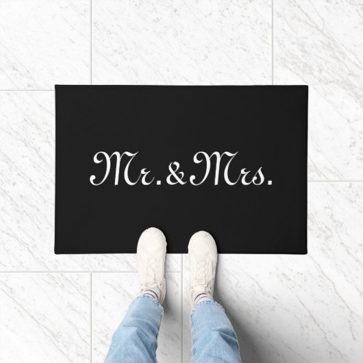 Mr. & Mrs Black White, elegant chic, aangepast scr Deurmat (Binnen)