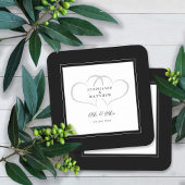 Mr & Mrs Black & White Elegant Hearts Wedding Chic Kartonnen Onderzetters