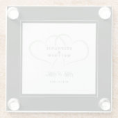 Mr & Mrs Black & White Elegant Wedding Chic Hearts Glazen Onderzetter (Achterkant)