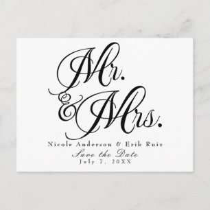 Mr & Mrs Black White Save the Date Uitnodiging