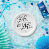 Mr. & Mrs. Black White Wedding Engagement Party Papieren Bordje (Feest)