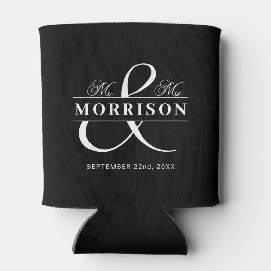 Mr. Mrs. Black White Wedding Favoriet Blikjeskoeler (Achterkant)