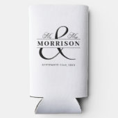 Mr. Mrs. Black White Wedding Favoriet Seltzer Blikjeskoeler (Achterkant)