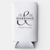 Mr. Mrs. Black White Wedding Favoriet Seltzer Blikjeskoeler (Voorkant)