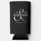 Mr. Mrs. Black White Wedding Favoriet Seltzer Blikjeskoeler (Voorkant)