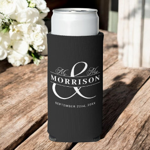 Mr. Mrs. Black White Wedding Favoriet Seltzer Blikjeskoeler