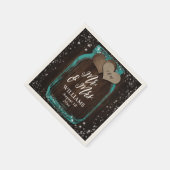 Mr & Mrs Blauwgroen Rustic Wood Mason Jar Wedding Servet (Hoek)