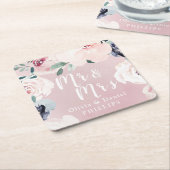 Mr & Mrs Blooming botanische bloesem Kartonnen Onderzetters (Schuin)