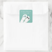 Mr & Mrs Blue Hibiscus Teenslippers Strand Bruilof Vierkante Sticker (Tas)