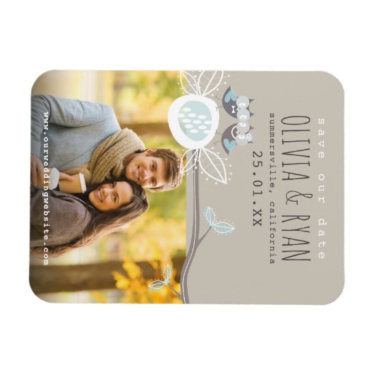 Mr & Mrs Blue Huwelijkswuilen Sla de datum foto op Magneet (Horizontaal)