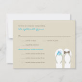 Mr & Mrs Blue Teenslippers Beach bruiloft RSVP-kaa RSVP Kaartje (Voorkant)