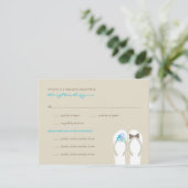 Mr & Mrs Blue Teenslippers Beach bruiloft RSVP-kaa RSVP Kaartje (Staand voorkant)