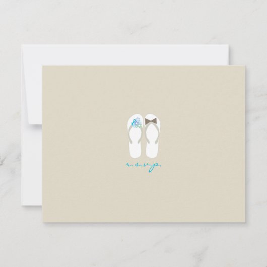 Mr & Mrs Blue Teenslippers Beach bruiloft RSVP-kaa RSVP Kaartje (Achterkant)