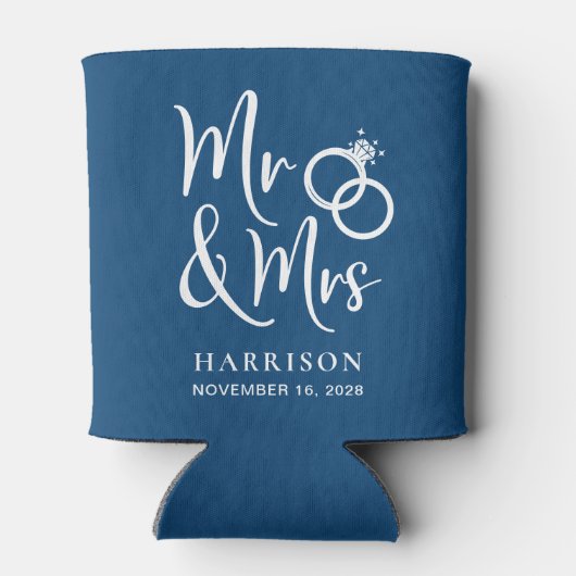 Mr. Mrs. Blue Wedding Blikjeskoeler (Achterkant)