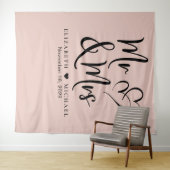 Mr Mrs Blush Roze Trouwdag Wandkleed (In Situ (horizontaal))