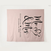 Mr Mrs Blush Roze Trouwdag Wandkleed (Voorkant (horizontaal))