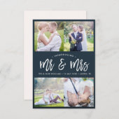 MR & MRS | Borstelscript trouwaankondiging Bedankkaart (Voorkant / Achterkant)
