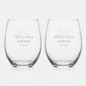 Mr. Mrs. Bride bruidegom huwelijksreceptie Geperso Wijnglas Zonder Voet (Achterkant)