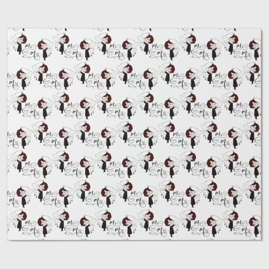 Mr. & Mrs. Bride & Groom Happiness Cadeaupapier (Vlak)