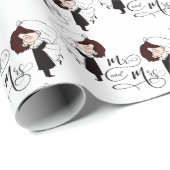 Mr. & Mrs. Bride & Groom Happiness Cadeaupapier (Rol Hoek)