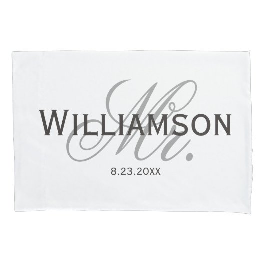 Mr. & Mrs Bride & Groom Pas getrouwd Custom Set Kussensloop (Voorkant-Links)