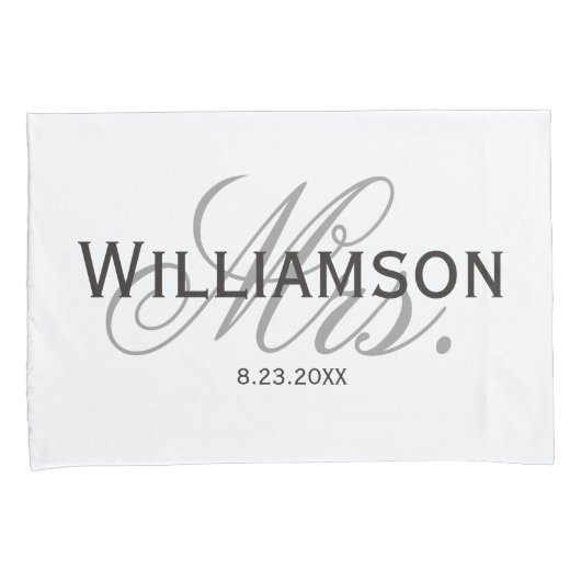 Mr. & Mrs Bride & Groom Pas getrouwd Custom Set Kussensloop (Voorkant-Rechts)