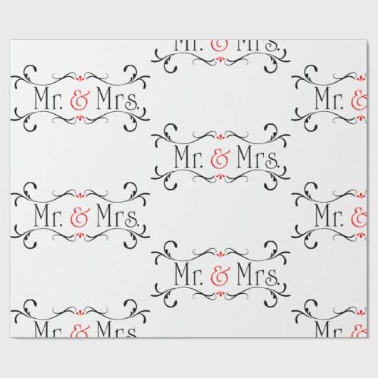 Mr & Mrs bruiloft Cadeaupapier (Vlak)