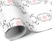 Mr & Mrs bruiloft Cadeaupapier (Rol Hoek)
