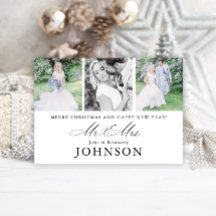 Mr & Mrs Bruiloft Fotocollage Modern Monogram