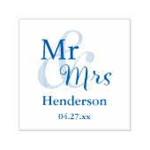 Mr & Mrs Bruiloft Gepersonaliseerd met Naam & Datu Zelfinktende Stempel (Design)