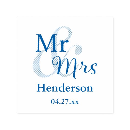 Mr & Mrs Bruiloft Gepersonaliseerd met Naam & Datu Zelfinktende Stempel (Design)
