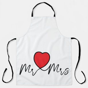 Mr & Mrs bruiloft- huwelijks decoratie met hartjes Schort
