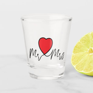 Mr & Mrs bruiloft- huwelijks decoratie met hartjes Shot Glas