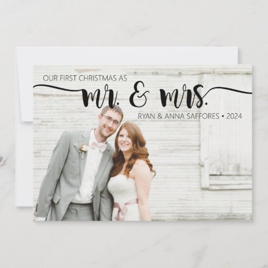 Mr & Mrs Bruiloft Kerstmis Vakantie Fotokaart Feestdagenkaart (Voorkant)