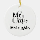 Mr & Mrs Bruiloft Paar Opgericht Jaar Keramisch Ornament (Voorkant)
