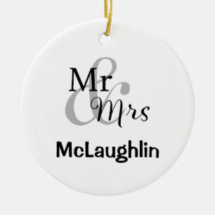 Mr & Mrs Bruiloft Paar Opgericht Jaar Keramisch Ornament