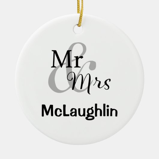 Mr & Mrs Bruiloft Paar Opgericht Jaar Keramisch Ornament (Voorkant)