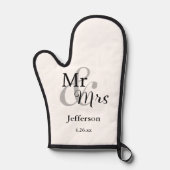Mr & Mrs Bruiloft Pas getrouwd Naam & Datum Oven M Ovenwant (Voorkant)