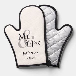 Mr & Mrs Bruiloft Pas getrouwd Naam & Datum Oven M Ovenwant