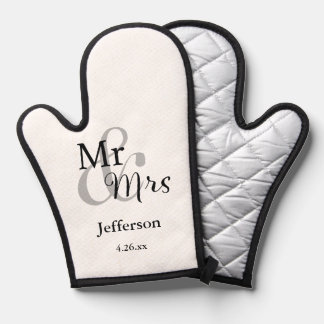 Mr & Mrs Bruiloft Pas getrouwd Naam & Datum Oven M Ovenwant
