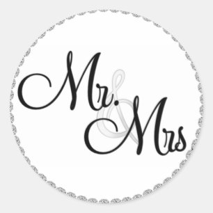 Mr & Mrs bruiloft zegels/STICKERS BLING Ronde Sticker