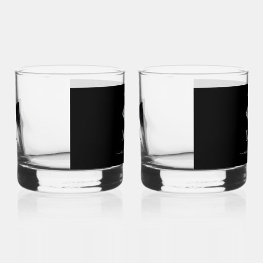 Mr & Mrs Bruiloft Zwart & Wit Bruiloft Whisky Glas (Rechts)