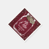 Mr. & Mrs. Burgundy Wood Mason Jar Barn Wedding Servet (Hoek)