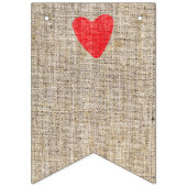 Mr & Mrs Burlap & Red Hearts Bruiloft Verloving Vlaggetjes (Tweede vlag)