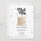 Mr & Mrs Cake & Hearts Zwart Wit Verloving Kaart (Voorkant)